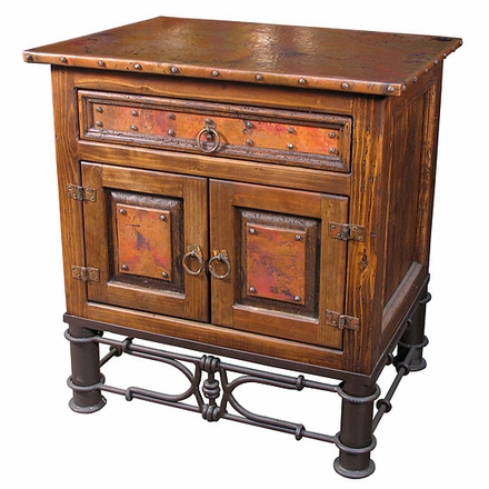 Country Nightstand with Copper and Pablo Base
