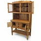 Country Rustic Pine Kitchen Hutch with Glass