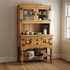 Country Rustic Pine Kitchen Hutch with Glass
