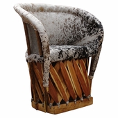 Cowhide Traditional Barrel Chair - Cushioned