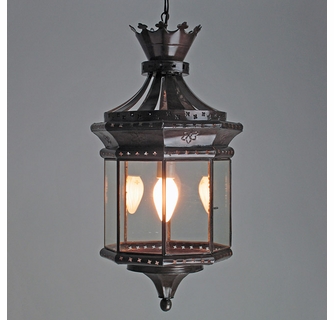 Crown 8 sided Tin and Glass Hanging Lantern