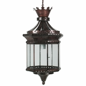 Crown 8 sided Tin and Glass Hanging Lantern