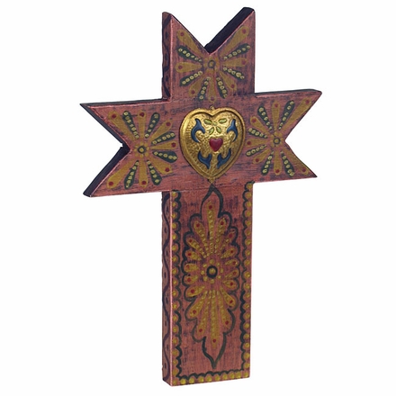 Crown Painted Wood Cross