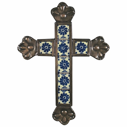 Crown Tip Tin and Talavera Tile Cross