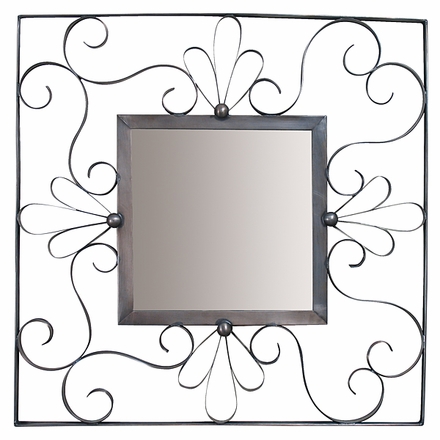Curled Aged Tin Square Mirror