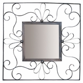 Curled Aged Tin Square Mirror