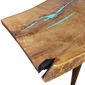 Curved Mesquite Desk Table with Turquoise