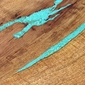 Curved Mesquite Desk Table with Turquoise