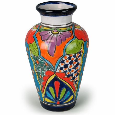 Curvy Talavera Mexican Pottery Vase