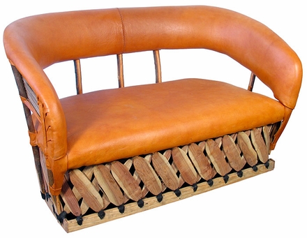 Cushioned Pigskin Loveseat