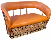 Cushioned Pigskin Loveseat