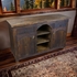 Dark Rustic Wood Console with 2 Doors and 2 Drawers