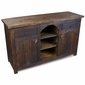 Dark Rustic Wood Console with 2 Doors and 2 Drawers