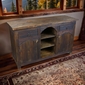 Dark Rustic Wood Console with 2 Doors and 2 Drawers