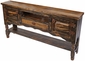 Dark Rustic Wood Turned Leg Buffet Table with 2 Doors, 1 Drawer and Shelf