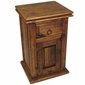 Dark Stained Rustic Pine Nightstand with 1 Drawer & 1 Door