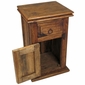Dark Stained Rustic Pine Nightstand with 1 Drawer & 1 Door