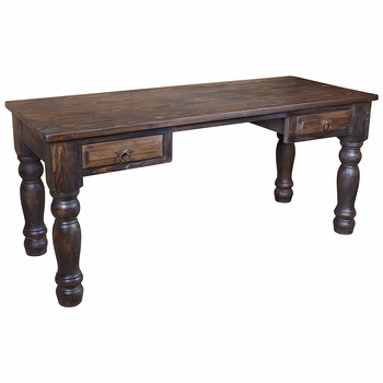 Dark Wood Office Desk with Drawers