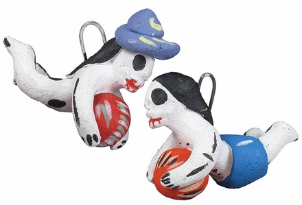 Day of the Dead Hanging Clay Ornaments - Set of 6