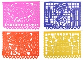 Day of the Dead Paper Picado Banner - Horizontal - Set of 2
