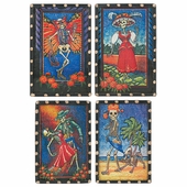 Day of the Dead Skelton Scene Refrigerator Magnets - Set of 4