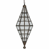 Decagon Aged Tin & Clear Glass Hanging Pendant Light Fixture