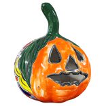 Deep Ribbed Talavera Pumpkin Jack-o-Lantern