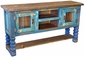 Distressed Blue Painted Wood Entertainment Console - 60