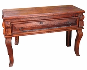Distressed Mesquite Curved Leg Console Table