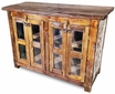 Distressed Old Wood Buffet with Glass Doors