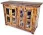 Distressed Old Wood Buffet with Glass Doors