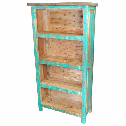 Distressed Painted Wood Bookcase - Green