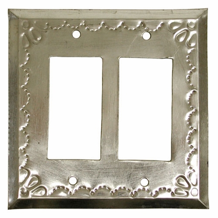Double Rocker Natural Tin Switchplate - Star