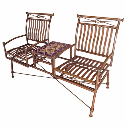 Dual Iron Rocking Chairs with Talavera Tile Table - Blue Tile