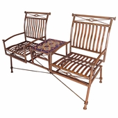 Dual Iron Rocking Chairs with Talavera Tile Table - Blue Tile