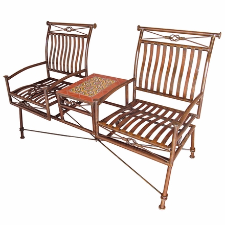 Dual Iron Rocking Chairs with Talavera Tile Table - Orange Tile