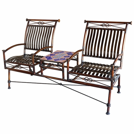 Dual Iron Rocking Chairs with Talavera Tile Table - Terracotta Tile