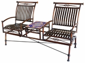 Dual Iron Rocking Chairs with Talavera Tile Table - Terracotta Tile