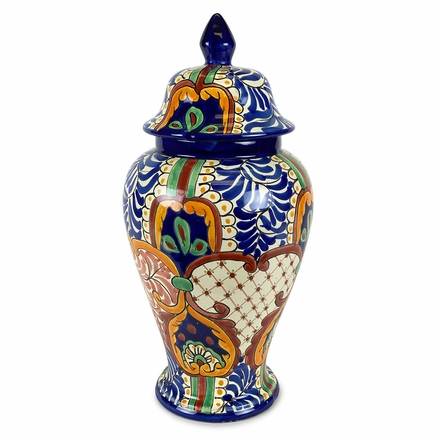 Elegant Talavera Vase with Lid