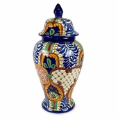 Elegant Talavera Vase with Lid