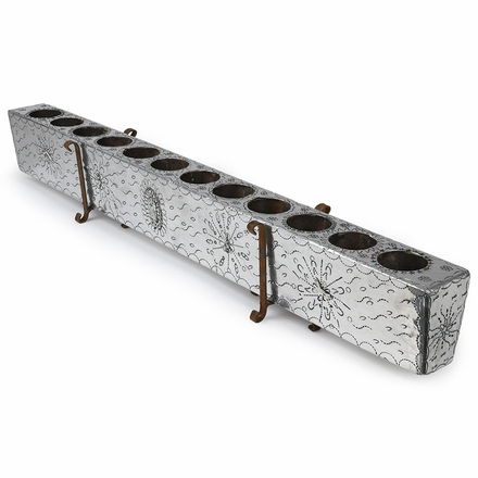 Embossed Tin Wrapped 12 Hole Sugar Mold Candleholder with Base