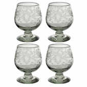 Etched Floral Brandy or Sherry Glass - Clear - Set of 4