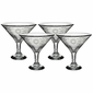 Etched Floral Martini Glass - Clear - Set of 4