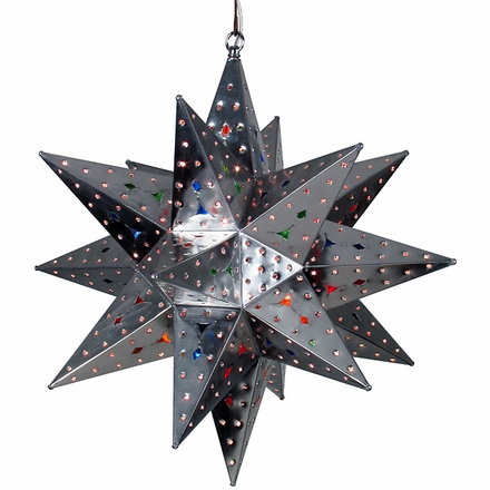 Extra Large Natural Tin Stained Glass Star Fixture