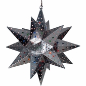 Extra Large Natural Tin Stained Glass Star Fixture