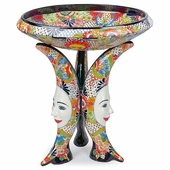 Extra Large Talavera Birdbath with Moon Base