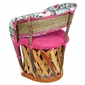 Floral Cactus and Pink Padded Equipale Chair