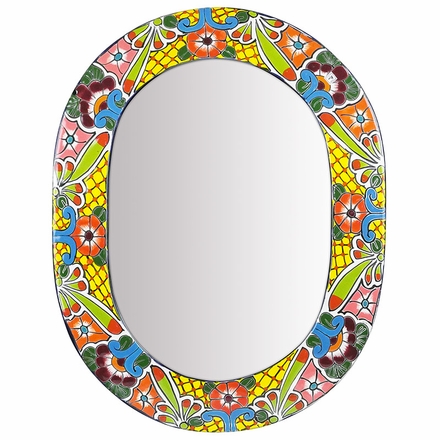 Floral Talavera Oval Mirror - 16