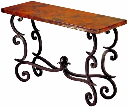 Fountain Iron Base Console Table with Copper Top