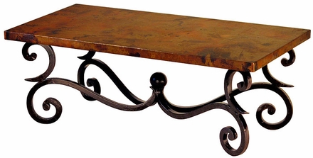 Fountain rectangular Iron Base Coffee Table with Copper Top